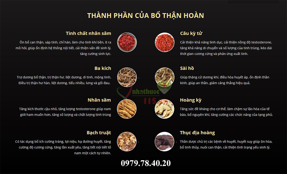 thành phần bổ thận hoàn